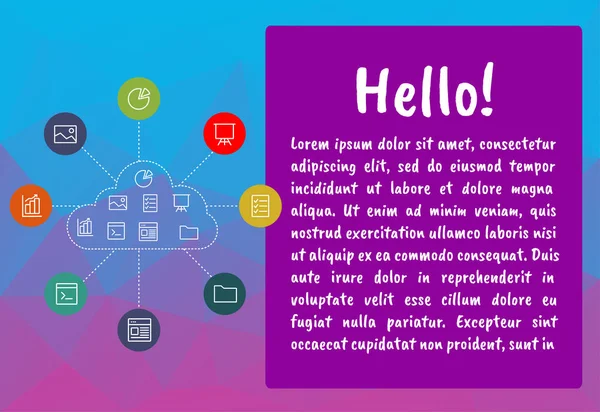 Bulut bilgi işlem kavramı. Infographic şablonu