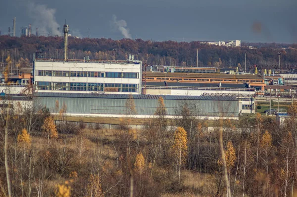 Fabriken in einem Industriegebiet inmitten des Waldes — Stockfoto