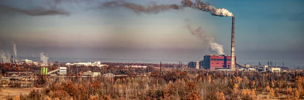 Panorama of the industrial area in the fall afternoon