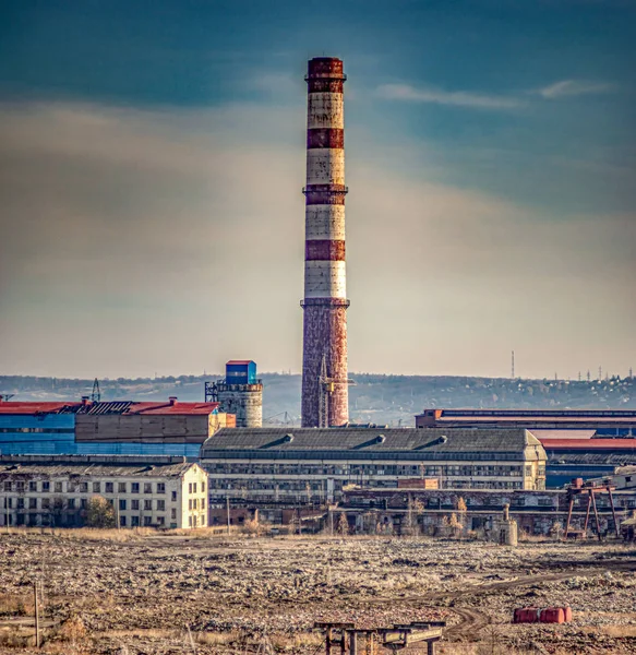 Panorama of the industrial area in the fall afternoon