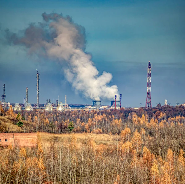 Panorama of the industrial area in the fall afternoon — Stock Photo, Image