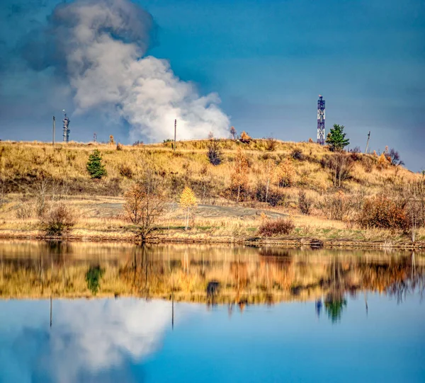 Panorama of the industrial area in the fall afternoon