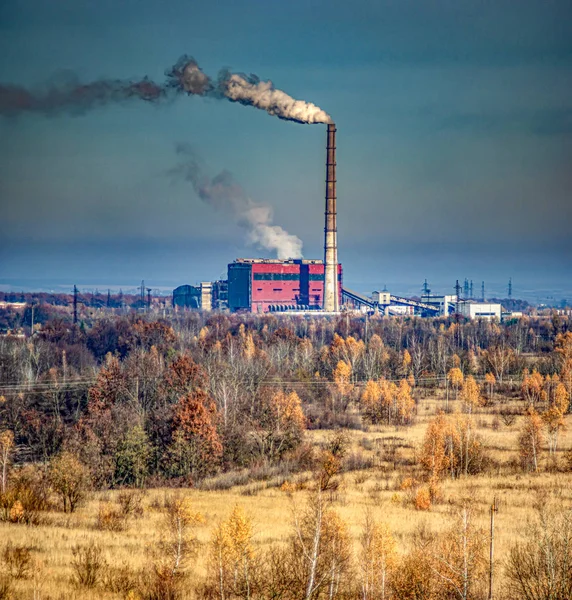 Az ipari terület panorámája ősszel délután — Stock Fotó