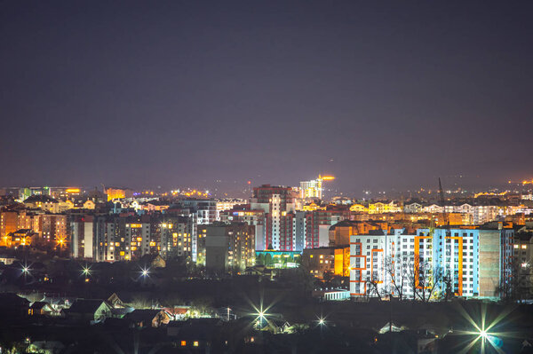 Night European city views from a height