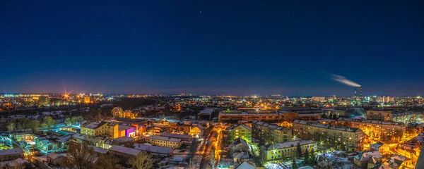 Panorama of the night Ukrainian city from a height — Stock Photo, Image