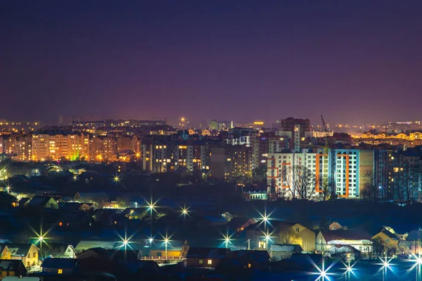 Night panorama of the city in winter — Stock Photo, Image