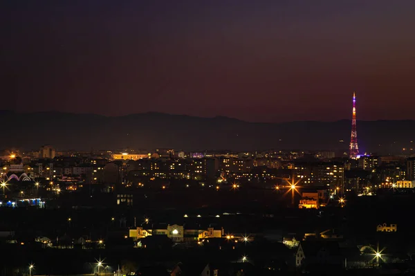 Sunset over the Ukrainian city — Stock Photo, Image