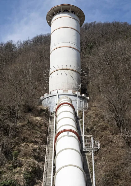 Pipe of surge tank as part of hydroelectric power station