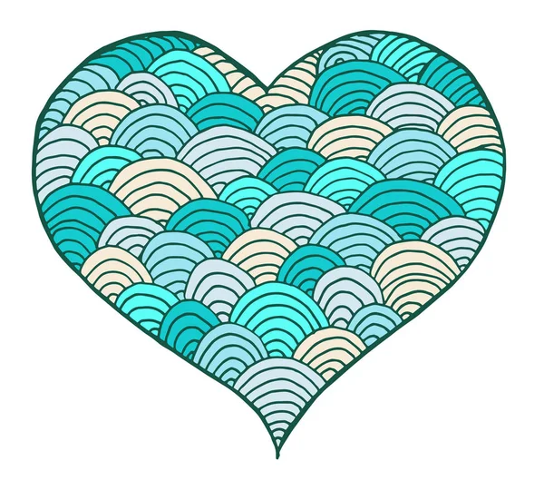 De dag van Valentijnskaarten. Zentangle zwart / wit hartsymbool — Stockvector