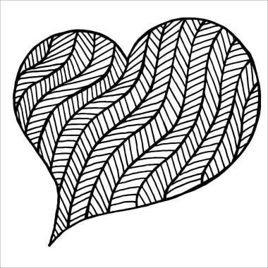 Sevgililer günü. Zentangle siyah ve beyaz kalp simgesi