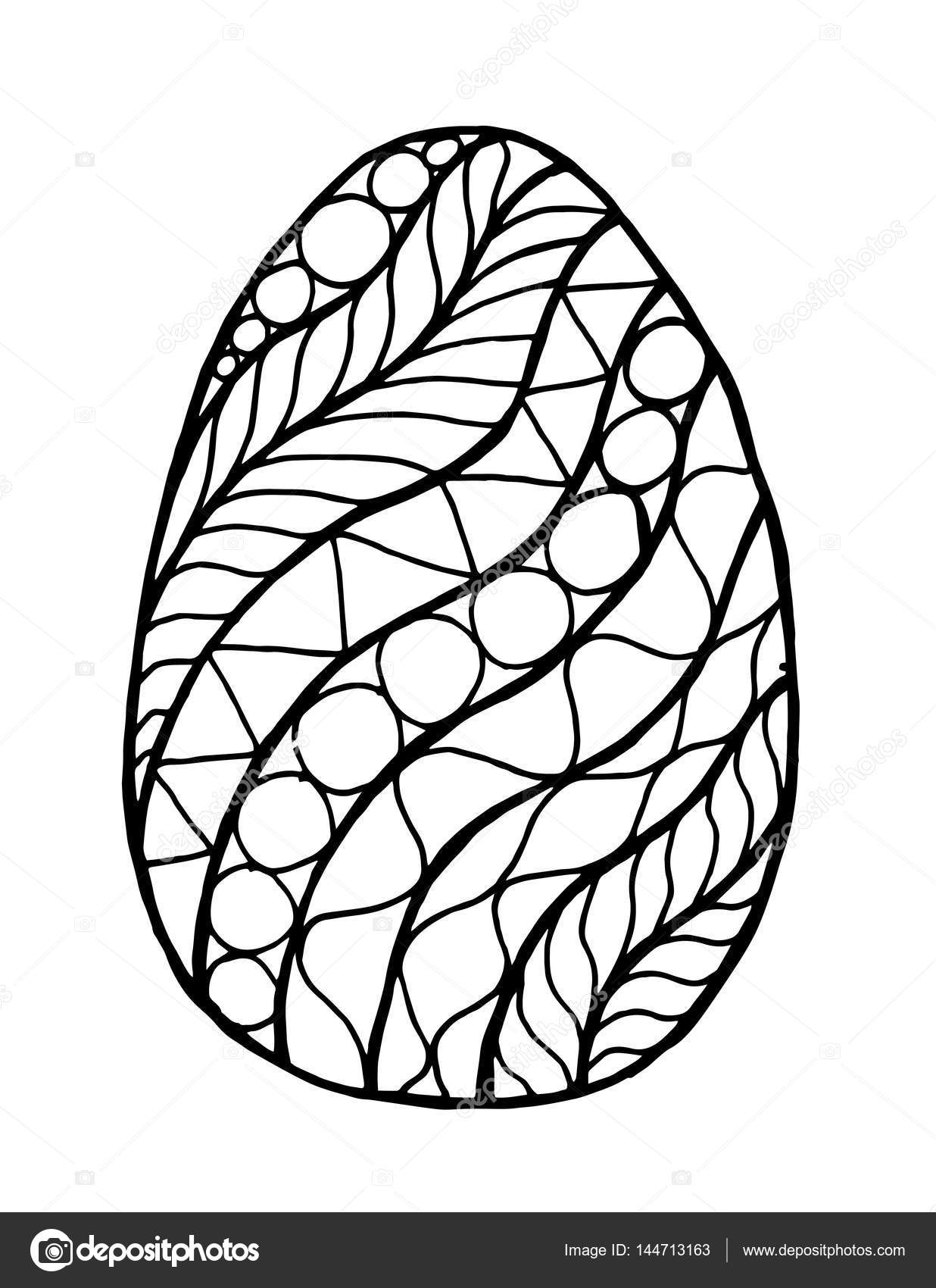Happy Easter zentangle egg decorated with ornament, design doodle