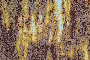 Boyalı metal duvar korozyon ile çizgiler pas paslı