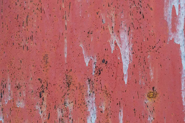 Zrezivělé koroze lakovaných kovových zeď s pruhy rzi — Stock fotografie