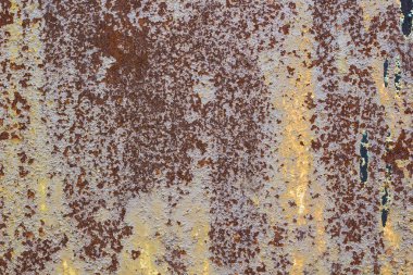 Boyalı metal duvar korozyon ile çizgiler pas paslı