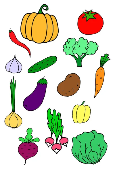 Vegetal comida vegana garabato, bosquejo vector fondo — Vector de stock