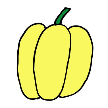 Karikatür tarzı izole nesne sebze organik sarı kırmızı biber vektör simgesi
