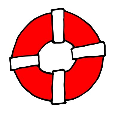 Beyaz arkaplanda izole edilmiş çizgi film biçiminde cankurtaran simgesi