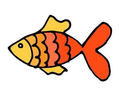 Vektör akvaryum balık illüstrasyon siluet. Renkli karikatür akvaryum balık simgesi