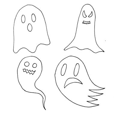 çizgi film korkunç korkunç hayaletler karakteri, çizilmiş hayaletler Cadılar Bayramı kutlama için kümesi