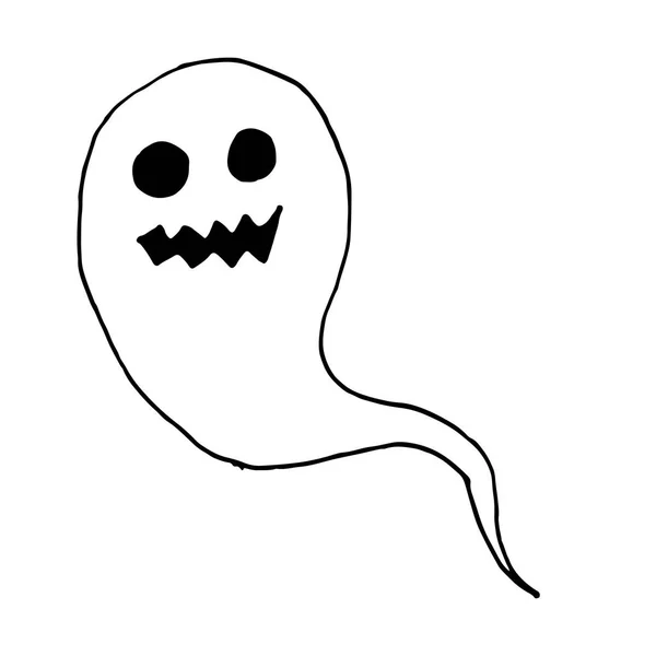 漫画幽霊怖い幽霊文字、幽霊ハロウィーンの祭典の手描きのセット — ストックベクタ