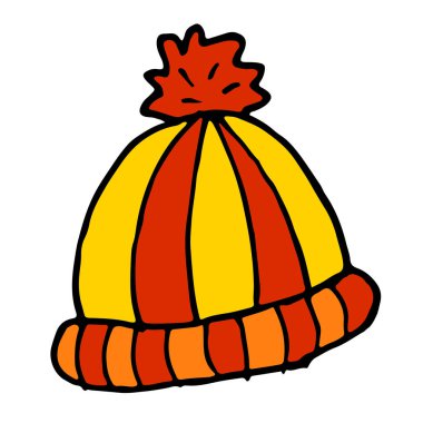 Kış şapka doodle karikatür kroki çizim