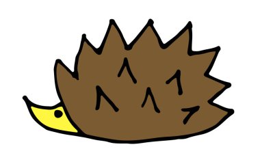 Sevimli çizgi orman kirpi illüstrasyon renkli doodle