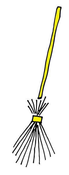Векторная метла на длинной деревянной ручке. векторная иллюстрация. инструмент для очистки изолированных на белом фоне — стоковый вектор