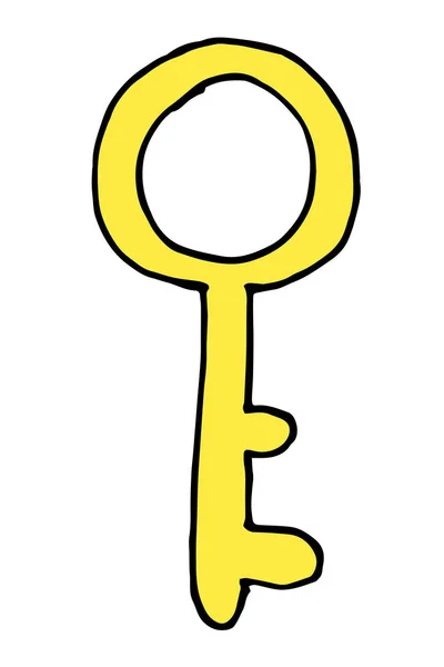 Vektor kézzel rajzolt firka vintage kulcs. Fehér háttér a tervezési elemek elkülönítése — Stock Vector
