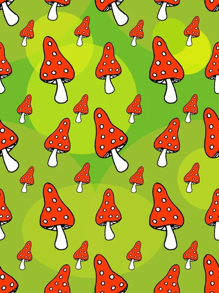 Dikişsiz desen Amanita mantar eskiz. Çizilmiş Doodle vektör çizim