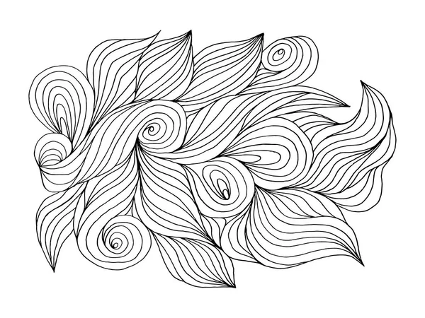 Ilustración dibujada a mano abstracta, fondo de ondas decotativas — Vector de stock