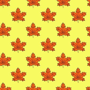 Sonbahar sorunsuz elle çizilmiş vektör doodle desenle akçaağaç yaprakları