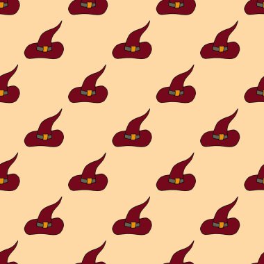 Halloween cadı şapkaları elle çizilmiş Doodle Dikişsiz desen arka plan. Vektör çizim