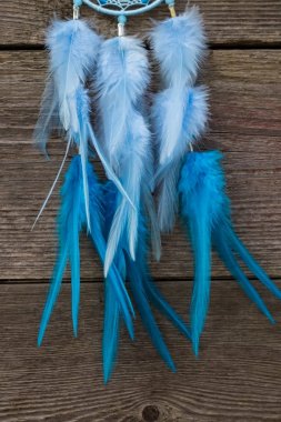 El yapımı rüya yakalayıcı iple asılı tüyler konu ve boncuk