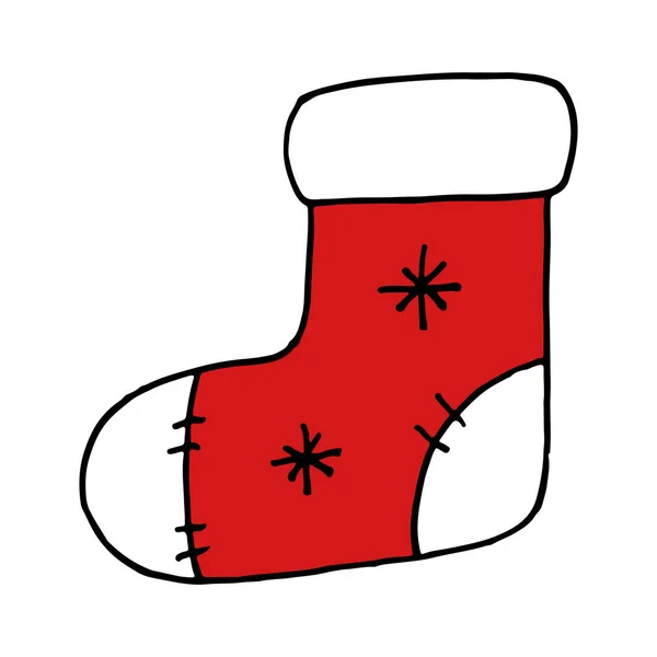 Un vector dibujado a mano garabato ilustración de un calcetín de Navidad — Vector de stock