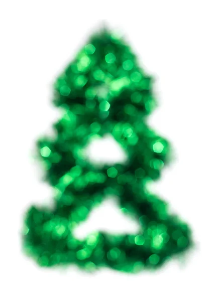 Zelená vánoční světla fir tree bokeh - světlé bokeh pozadí vytvořené vánoční osvětlení — Stock fotografie