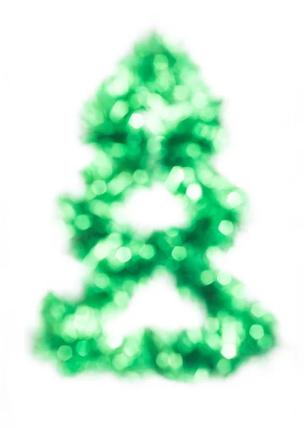 Green Christmas lights fir tree bokeh - A bright bokeh background created by Christmas lights — Stock Photo, Image