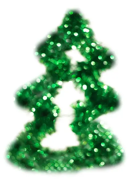 그린 크리스마스 전나무 트리 bokeh-크리스마스 불빛에 의해 만들어진 밝은 bokeh 배경 조명 — 스톡 사진