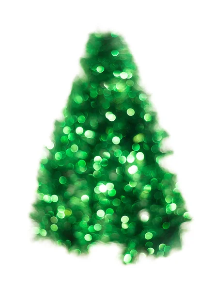 Grüne Weihnachtsbeleuchtung Tanne Baum Bokeh - eine helle Bokeh Hintergrund durch Weihnachtsbeleuchtung erstellt — Stockfoto