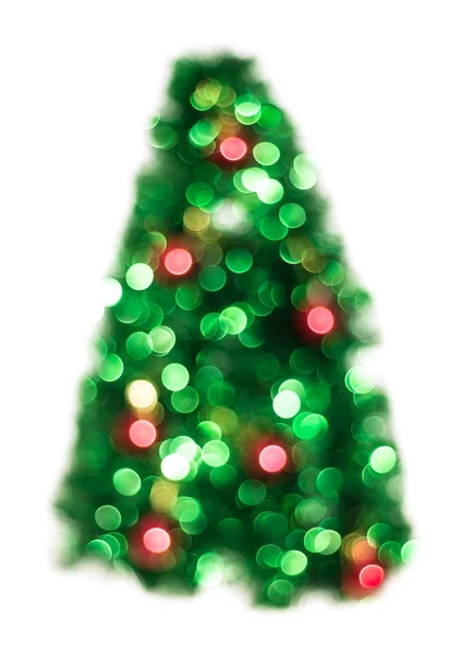 Green Christmas lights fir tree bokeh - een achtergrond van de heldere bokeh gemaakt door Kerstverlichting — Stockfoto