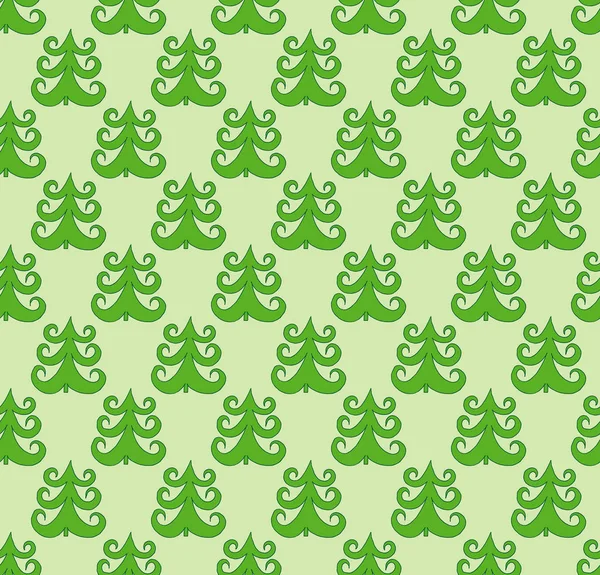 Vecteur doodle motif sans couture de sapin de Noël vert — Image vectorielle