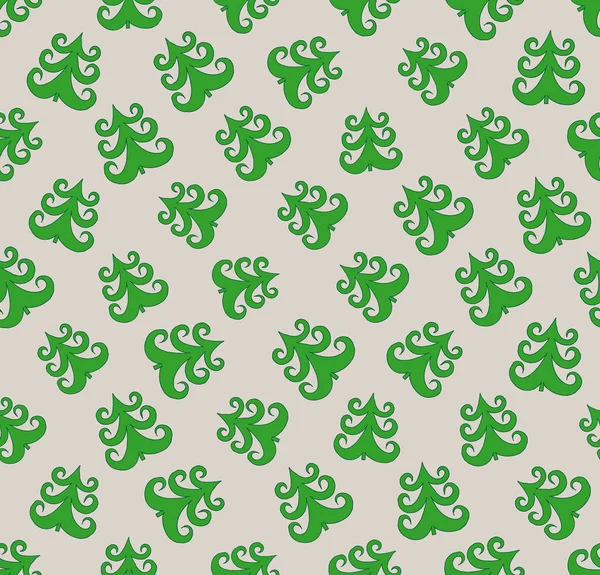 Doodle vector seamless pattern of green christmas fir tree — Stock Vector