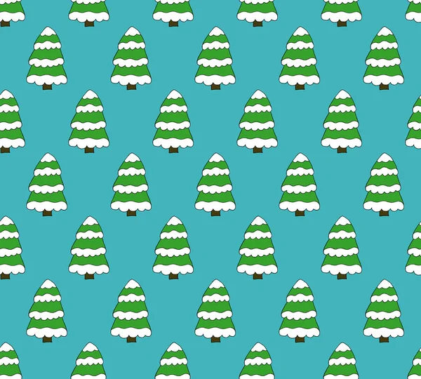 Vektör seamless modeli yeşil Noel köknar ağacının doodle — Stok Vektör