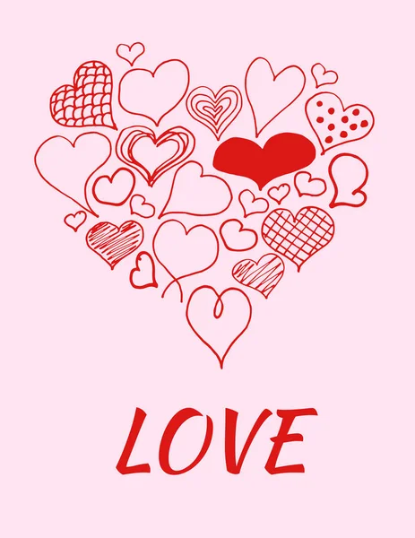 Love symbols. Valentine\'s Day elements in heart shape. Hand drawn doodles Vector illustration. Happy Valentine\'s day