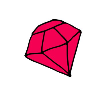 Vektör doodle beyaz arka plan üzerinde izole elmas, bir el çekilmiş elmas.