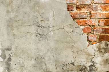 Arka planını eski vintage tuğla duvar, beton, yıpranmış doku racked beton vintage tuğla duvar arka plan