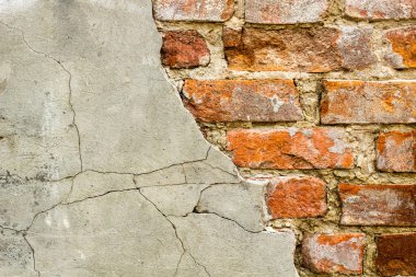 Arka planını eski vintage tuğla duvar, beton, yıpranmış doku racked beton vintage tuğla duvar arka plan