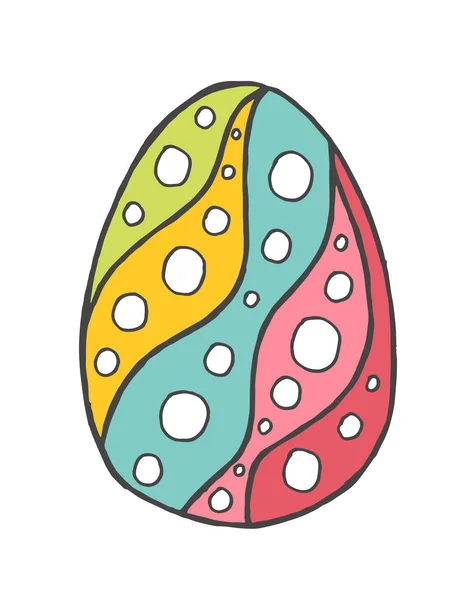 Зі святом Великодня яєчня, прикрашена орнаментом, дизайнерський каракулі елемент — стоковий вектор