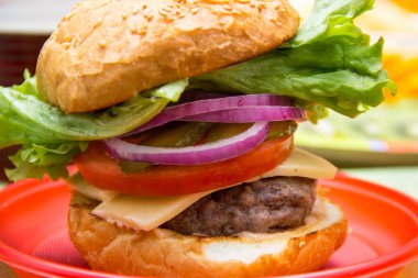 taze sebze ile lezzetli hamburger. Ev yapımı hamburger