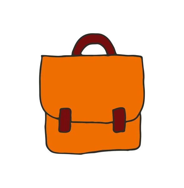 Office Case Portfolio Bag Doodle Hand Drawn Vector Icon — Stock Vector