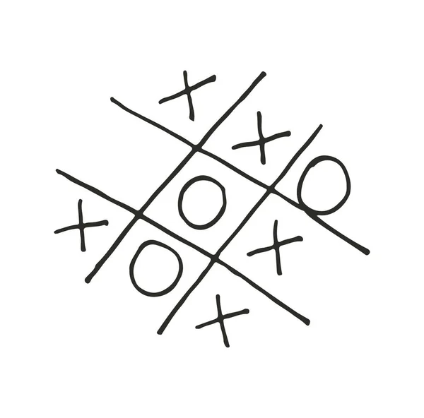 손으로 Tic Tac Toe 지저분한 브러쉬 — 스톡 벡터